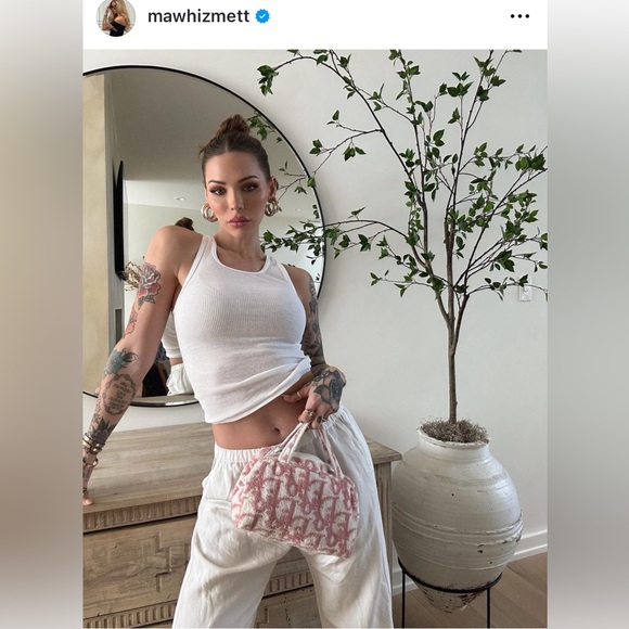 Auth Dior Pink Terry Cloth Trotter Monogram Mini Bag - Vintage - Picture 15 of 16